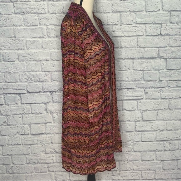 Marina Multicolored Zig Zag Fully Beaded Duster NWT - Picture 5 of 16